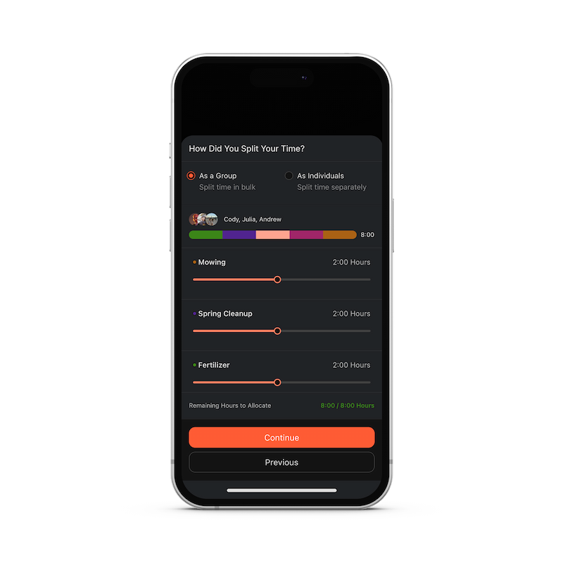 Allocate your time across work areas on a job - SynkedUP mobile app (1)
