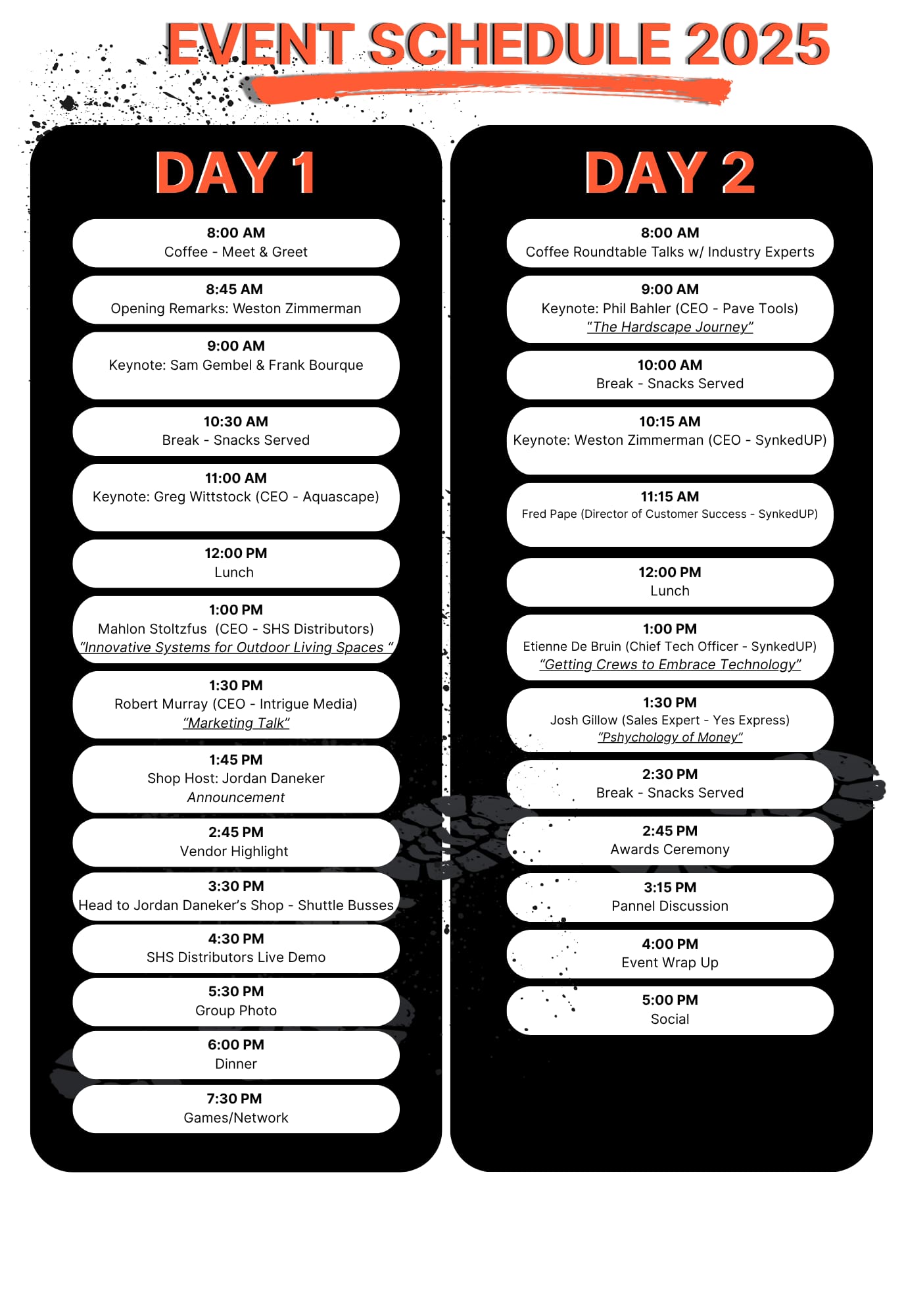 SynkedUP Contractor Summit 2025 Schedule