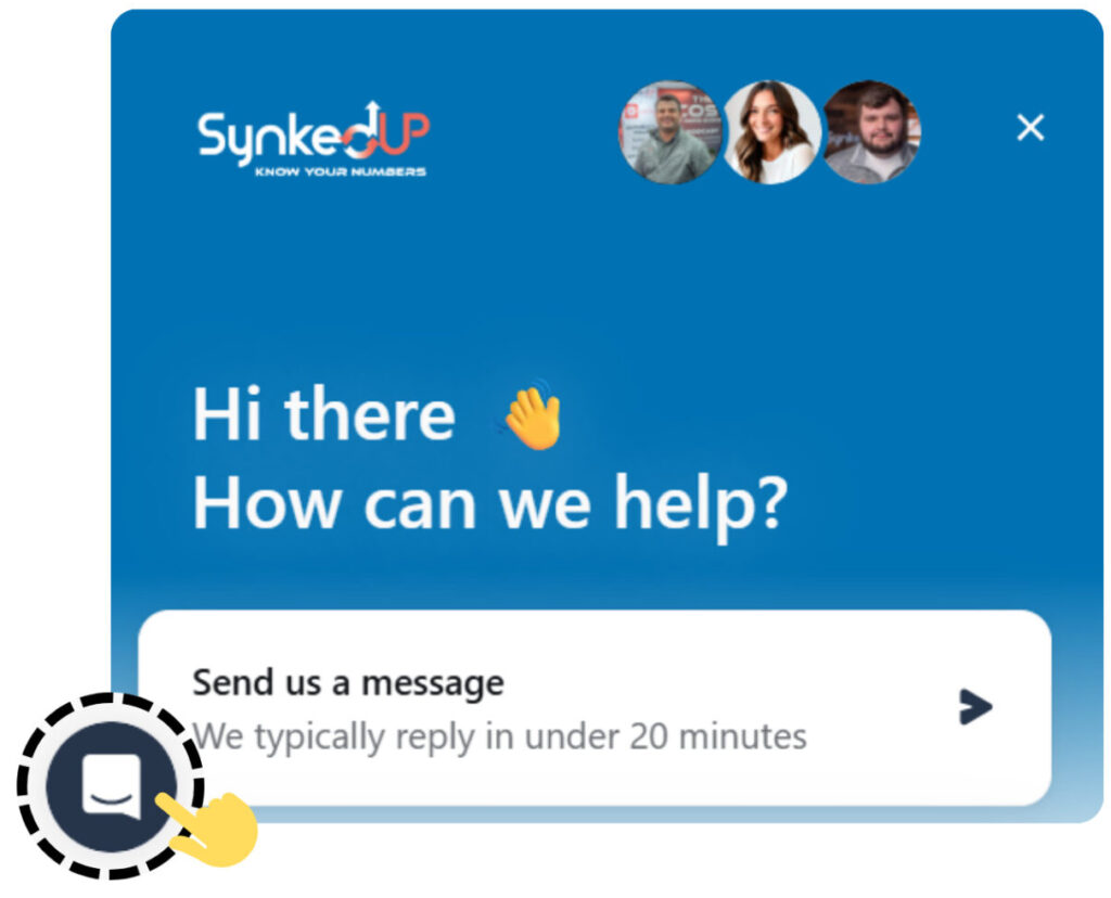 Contact the SynkedUP Customer Support team with the click of one button