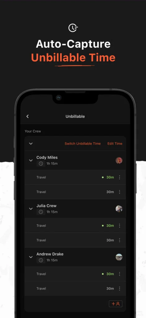 Auto Capture Un billable time SynkedUP Mobile App 472x1024 1