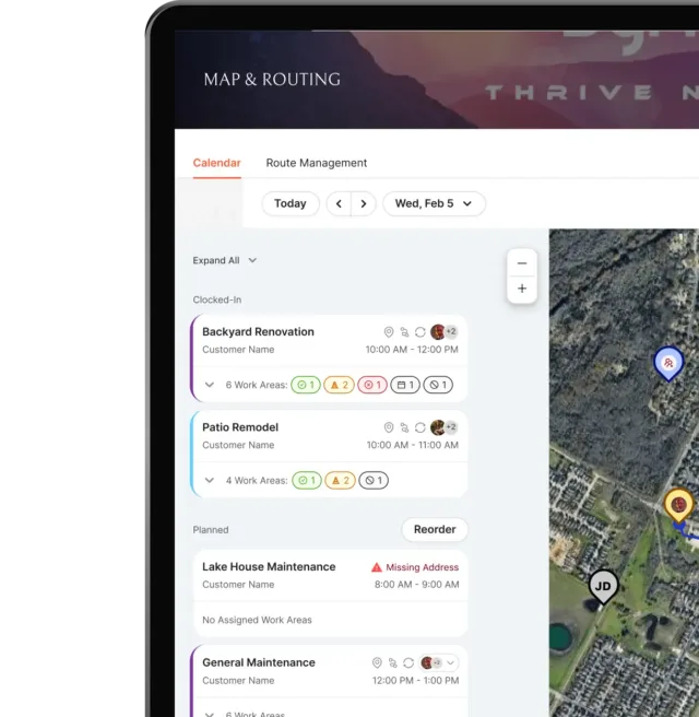 Scheduling and route optimization software for landscapers